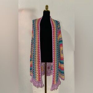 Colorful Crochet Fringe Shawl